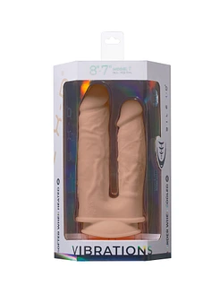 Подвійний фалоімітатор з вібрацією SilexD Double Gusto Vibro Flesh (Model 1 size 8" & 7") + LRS, діаметр 4,5 см та 3,7 см