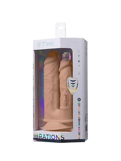 Подвійний фалоімітатор з вібрацією SilexD Double Gusto Vibro Flesh (Model 1 size 8" & 7") + LRS, діаметр 4,5 см та 3,7 см