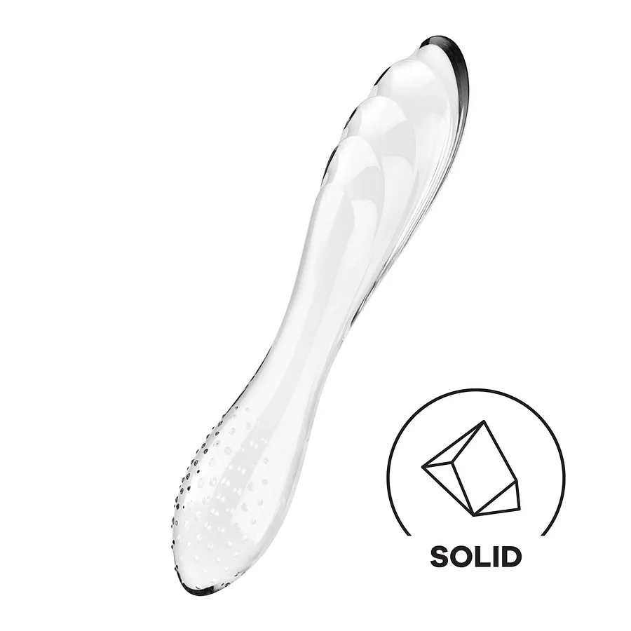Двосторонній скляний дилдо Satisfyer Dazzling Crystal 1, дуже міцний, без стопера