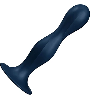 Дилдо Satisfyer Double Ball-R Dark Blue, унісекс, рухомі кульки всередині, на присосці
