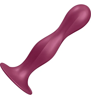 Дилдо Satisfyer Double Ball-R Red, унісекс, рухомі кульки всередині, на присосці