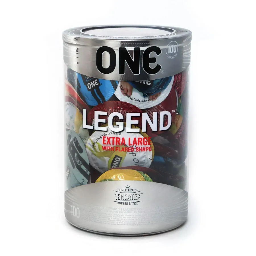 Набір презервативів ONE Legend XL, 100 шт, збільшений розмір, розширення на кінці, паковання-тубус