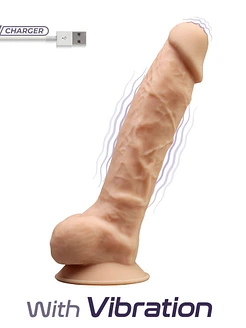 Фалоімітатор з вібрацією SilexD Vetus Vibro Flesh (MODEL 1 size 8in), двошаровий, діаметр 4,2см