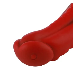 Фалоімітатор для секс-машин Hismith 8.35″ Curved Silicone Dildo Red Monster Series, система KlicLok
