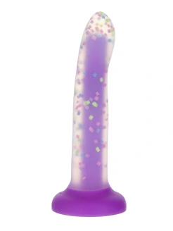 Фалоімітатор, що світиться в темряві, ADDICTION Rave 8″, Glow in the Dark Dildo Purple Confetti, 20,3 см