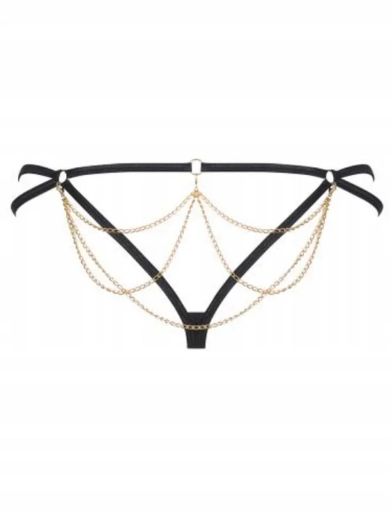 Трусики стрінги з ланцюжками Obsessive Pantheria thong black