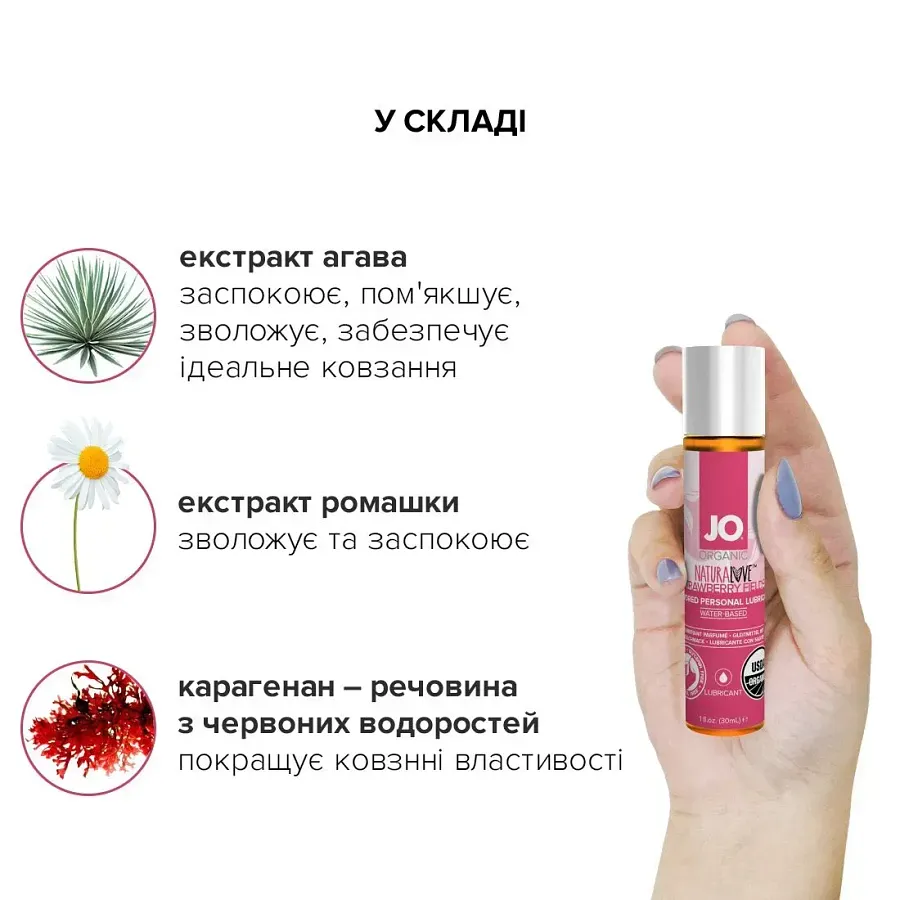 Лубрикант на водній основі  System JO - NATURALOVE з екстрактом ромашки та листя агави