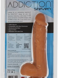 Фалоімітатор ADDICTION Steven 7.5" Silicone Dong Caramel, віброкуля в подарунок