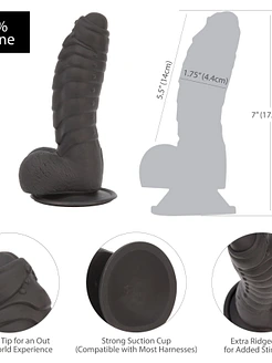 Фалоімітатор ADDICTION Ben 7" Dildo With Balls Black, віброкуля в подарунок