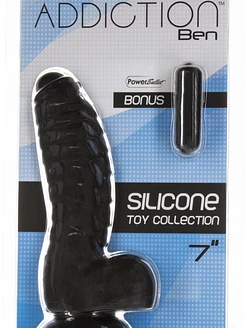 Фалоімітатор ADDICTION Ben 7" Dildo With Balls Black, віброкуля в подарунок