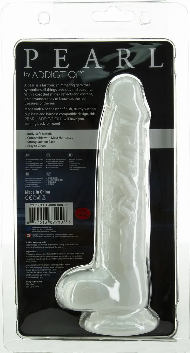 Фалоімітатор ADDICTION Pearl 8.5" Dildo with Balls, віброкуля в подарунок