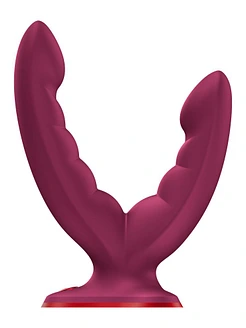 Подвійний фалоімітатор Fun Factory RYDE Wine Red, гнучкі стовбури, присоска