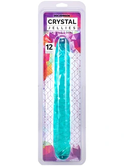 Фалоімітатор двосторонній Doc Johnson Crystal Jellies 12" Jr. Double Dong Teal