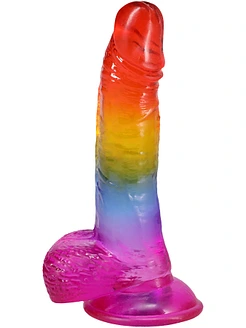Фалоімітатор Doc Johnson Crystal Jellies - Realistic cock with balls 8.5 Inch - Rainbow