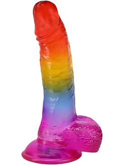 Фалоімітатор Doc Johnson Crystal Jellies - Realistic cock with balls 8.5 Inch - Rainbow