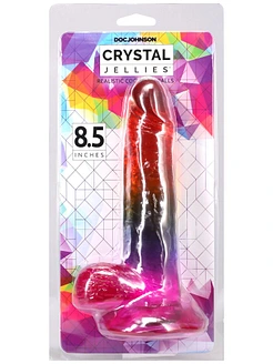 Фалоімітатор Doc Johnson Crystal Jellies - Realistic cock with balls 8.5 Inch - Rainbow