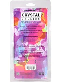 Фалоімітатор Doc Johnson Crystal Jellies - Realistic cock with balls 8.5 Inch - Rainbow