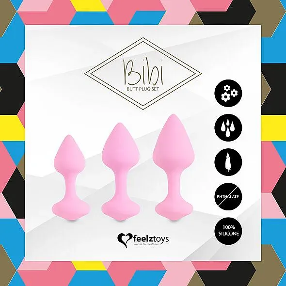 Набір силіконових анальних пробок FeelzToys - Bibi Butt Plug Set 3 pcs