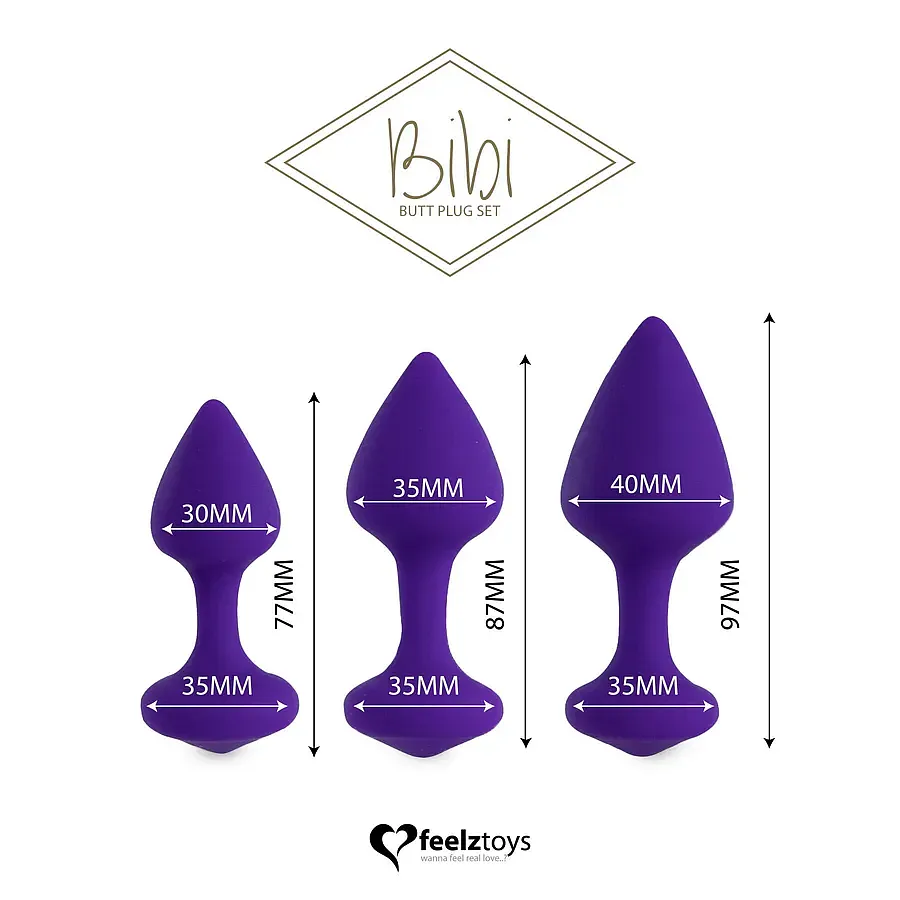 Набір силіконових анальних пробок FeelzToys - Bibi Butt Plug Set 3 pcs