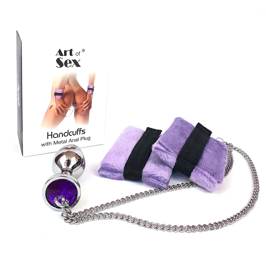 Наручники з металевою анальною пробкою Art of Sex Handcuffs with Metal Anal Plug