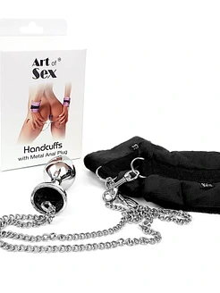 Наручники з металевою анальною пробкою Art of Sex Handcuffs with Metal Anal Plug