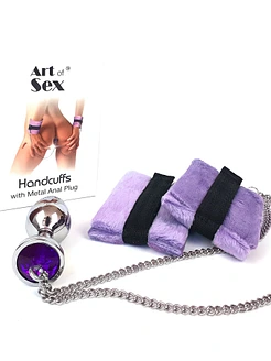 Наручники з металевою анальною пробкою Art of Sex Handcuffs with Metal Anal Plug
