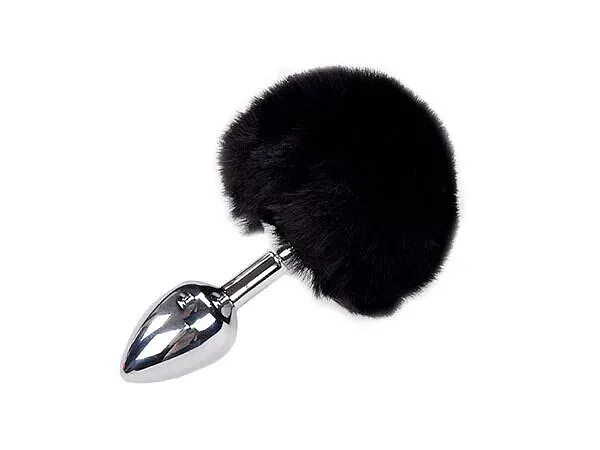 Металева анальна пробка Кролячий хвостик Alive Fluffy Plug