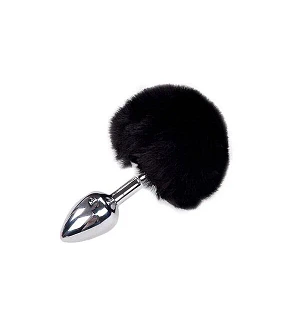 Металева анальна пробка Кролячий хвостик Alive Fluffy Plug