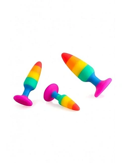 Силіконова анальна пробка Wooomy Hiperloo Silicone Rainbow Plug