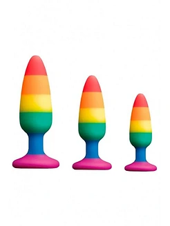 Силіконова анальна пробка Wooomy Hiperloo Silicone Rainbow Plug