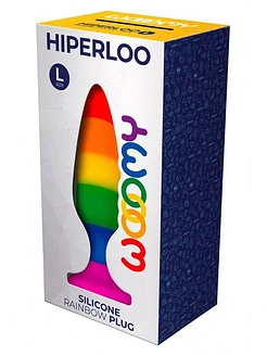 Силіконова анальна пробка Wooomy Hiperloo Silicone Rainbow Plug
