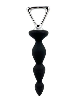 Анальний ланцюжок Adrien Lastic Arrow II, чорний, силіконовий, гнучкий, з металевою ручкою, діаметр 3,2 см