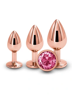 Набір анальних пробок NS Novelties Rear Assets - Trainer Kit - Rose Gold - Pink Gem