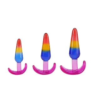 Набір анальних пробок Doc Johnson Crystal Jellies - Anal Trainer Set - Rainbow