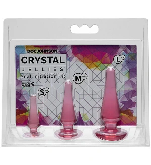 Набір анальних пробок Doc Johnson Crystal Jellies - Pink, макс. діаметр 2см - 3 см - 4 см