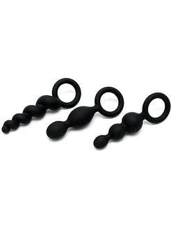 Набір анальних іграшок Satisfyer Plug black (set of 3) - Booty Call, макс. діаметр 3 см