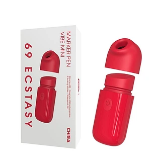 Міні вібратор Chisa 69 ECSTASY Marker Pen з вакуумною стимуляцією клітора, червоний
