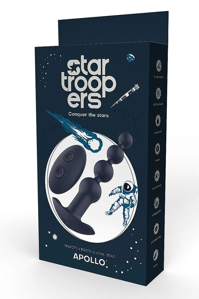 Анальна ялинка з вібрацією Dream Тoys Startroopers Apollo на пульті керування, чорна