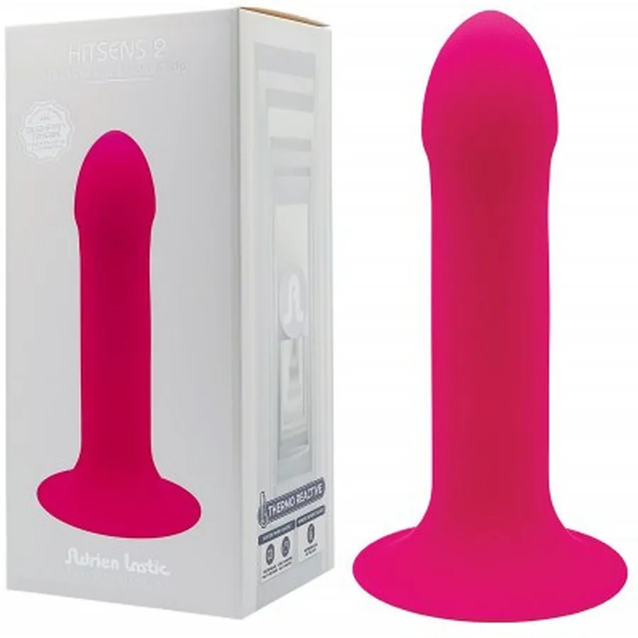 Фалоімітатор термореактивний Adrien Lastic Hitsens 2 подвійний щільності, на присосці, рожевий