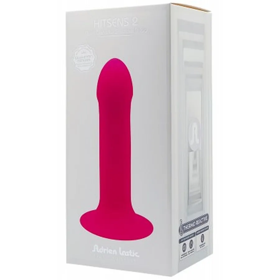 Фалоімітатор термореактивний Adrien Lastic Hitsens 2 подвійний щільності, на присосці, рожевий