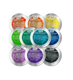 Набір латексних презервативів One Color Sensation з силіконовим мастилом фіолетового кольору (ціна за 5 шт)