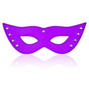 Маска із заклепками зі шкірозамінника DS Fetish EYE MASK фіолетова