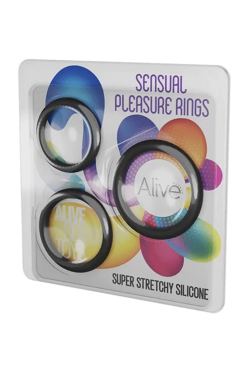 Набір ерекційних кілець Alive Sensual Pleasure Rings чорні