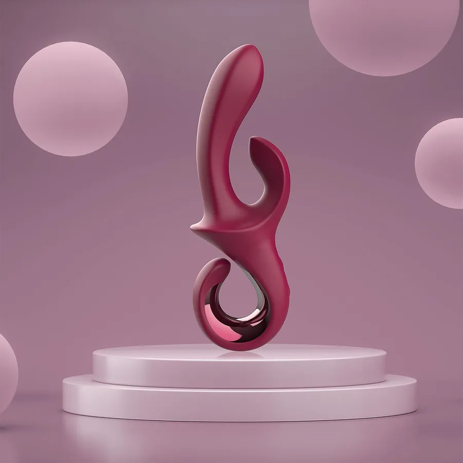 Вібратор-кролик Dreamtoys Glam Duo Vibrator з гачком ручкою, 22.7 х 4.2 см