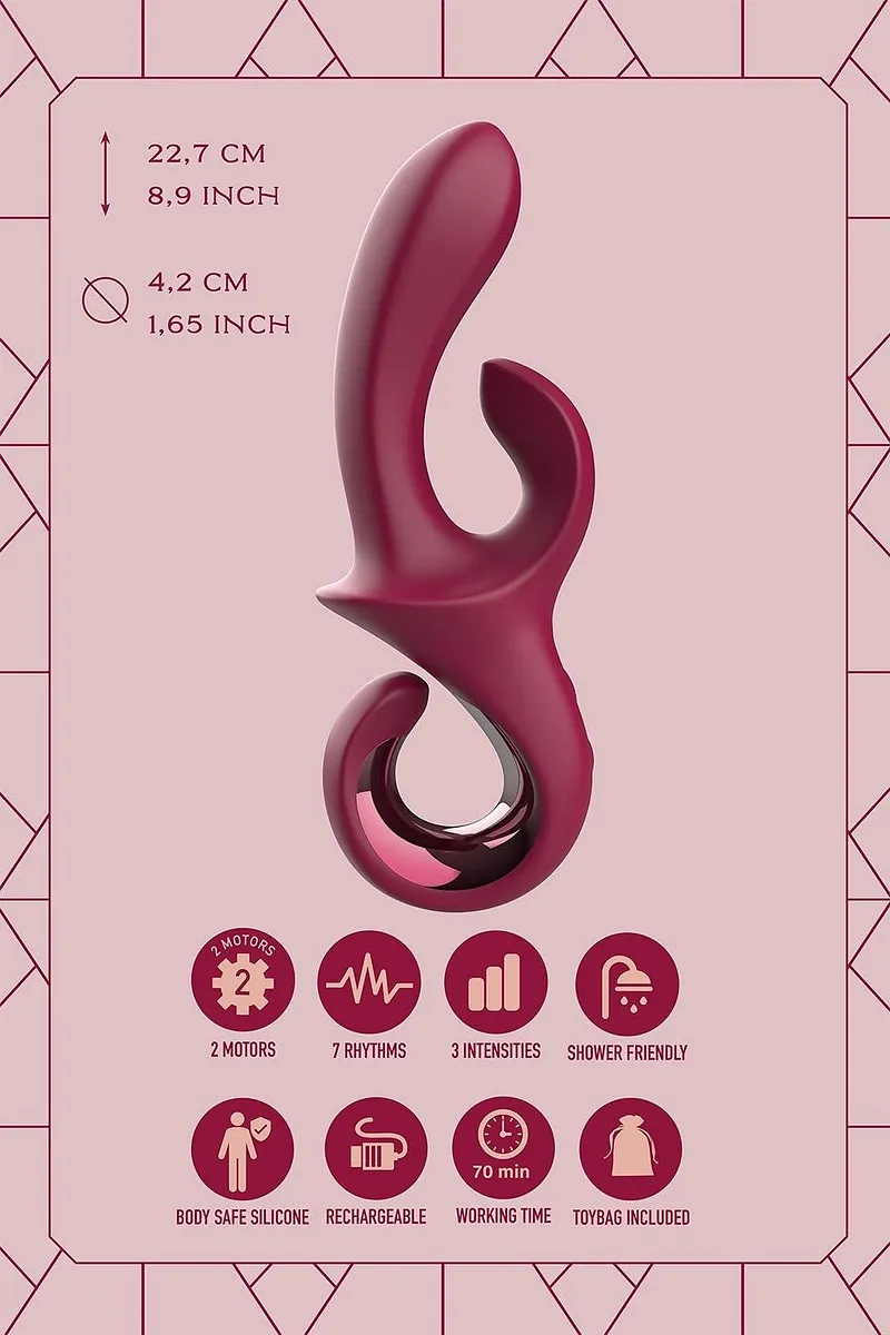 Вібратор-кролик Dreamtoys Glam Duo Vibrator з гачком ручкою, 22.7 х 4.2 см