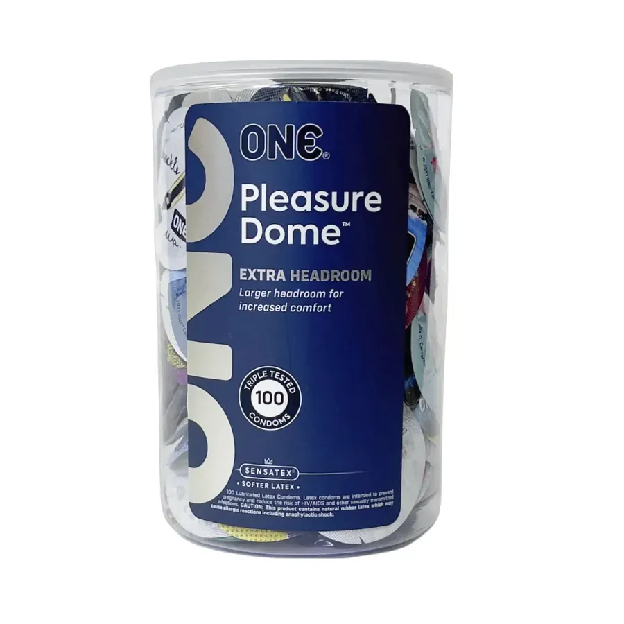 Набір презервативів ONE Pleasure Dome, 100 шт, гладенькі, з розширеною головкою, паковання-тубус