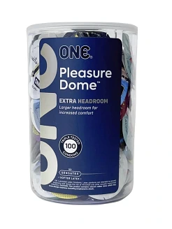 Набір презервативів ONE Pleasure Dome, 100 шт, гладенькі, з розширеною головкою, паковання-тубус