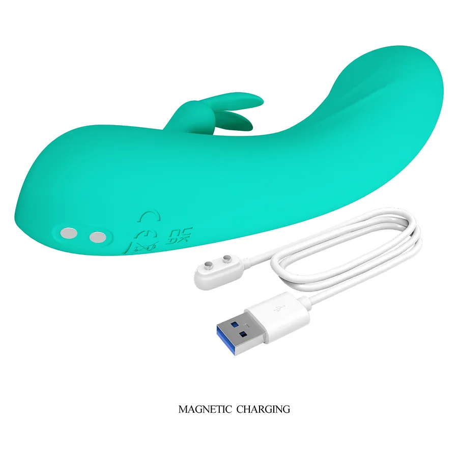 Вібратор-кролик PRETTY LOVE DJ Stick бірюзовий, 12.7 х 2.7 см