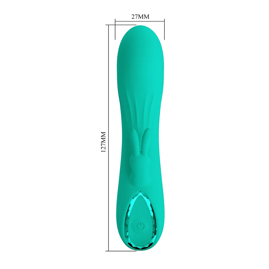 Вібратор-кролик PRETTY LOVE DJ Stick бірюзовий, 12.7 х 2.7 см