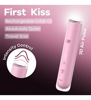 Вакуумний стимулятор Satisfyer First Kiss для клітора, рожевий, 12.5 х 2.5 см